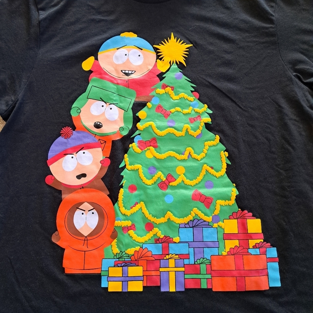 Southpark T-Shirt Men's Medium Black Holiday Christmas Tree NWT Short Sleeved - Picture 2 of 10